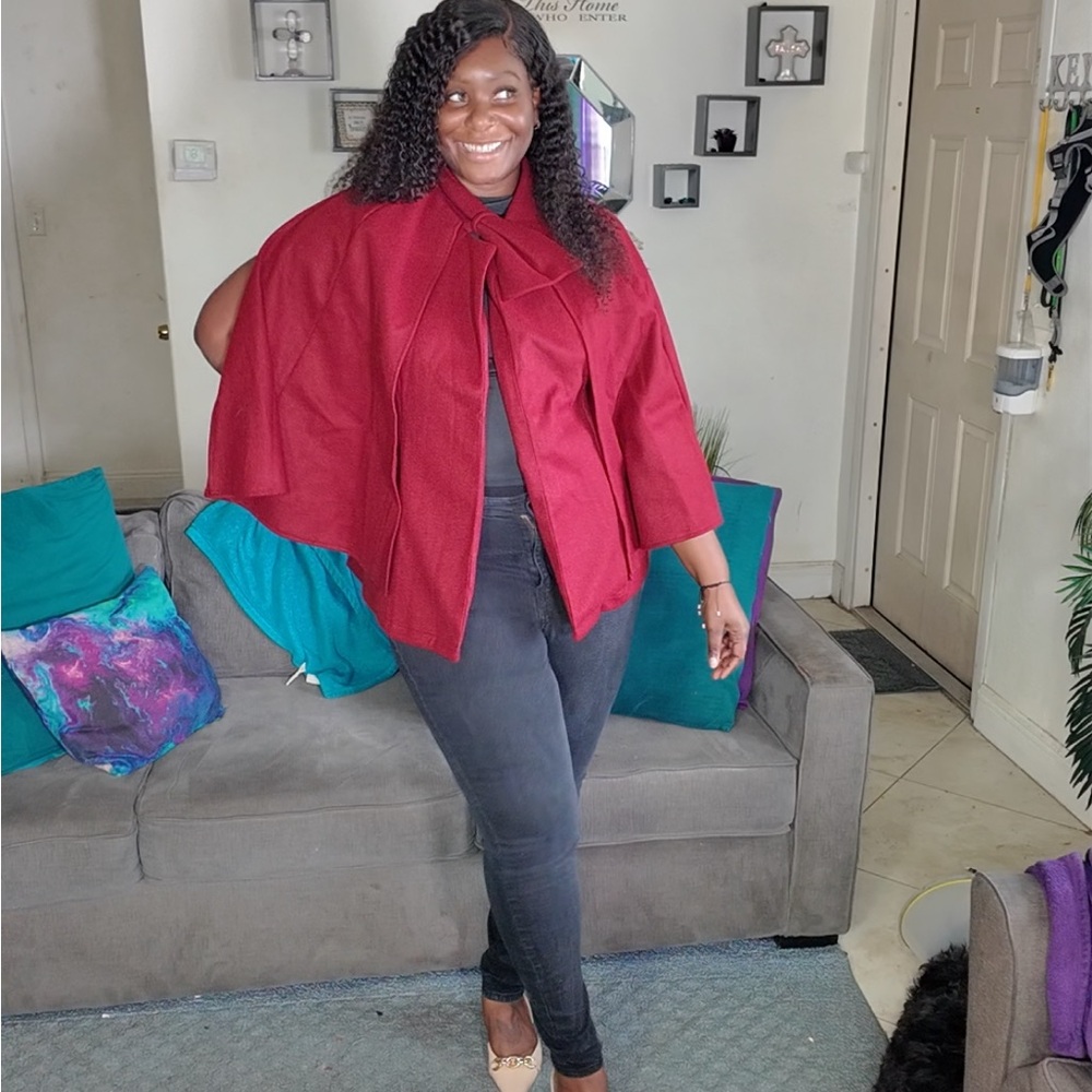 Burgundy poncho